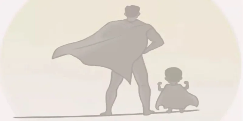 Папа с сыном супермены
